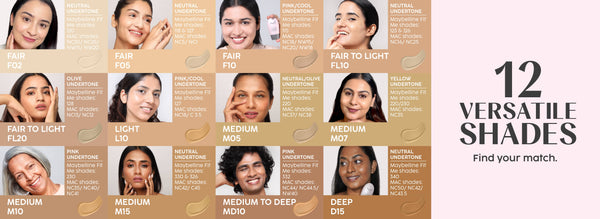 Foundation shade range — base makeup for Indian skin
