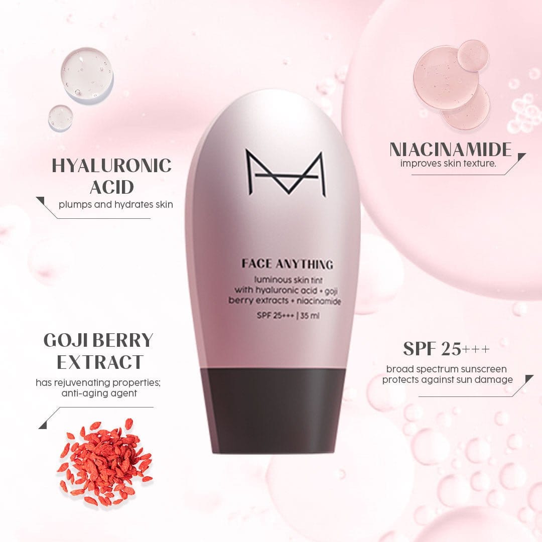 Niacinamide, hyaluronic acid, and goji berry extract in Face Anything Luminous Skin Tint