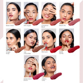 Liquid Matte Lipstick in different shades on different skin tones